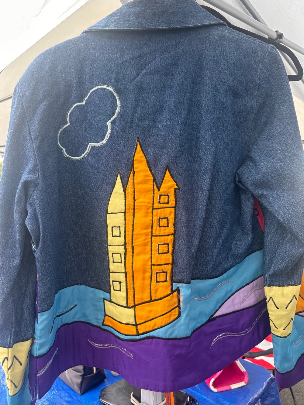 Kaktus Blue Denim Jacket with Multicolor Accent - Picture 7 of 9